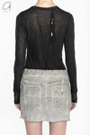 BORIS BIDJAN SABERI WLS1 series women's cotton cashmere long-sleeved T-shirt WLS1.MID FTT00001-HEI black